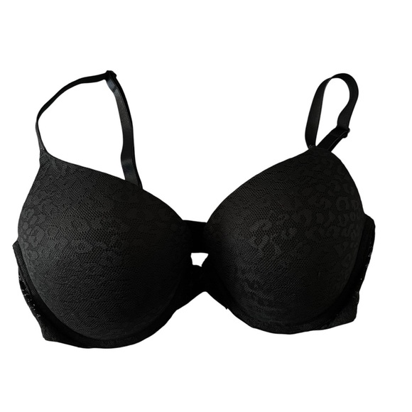 PINK Victoria's Secret Other - Victoria’s Secret PINK Wear Everywhere Black Lace Leopard Push Up Bra-Size 34D